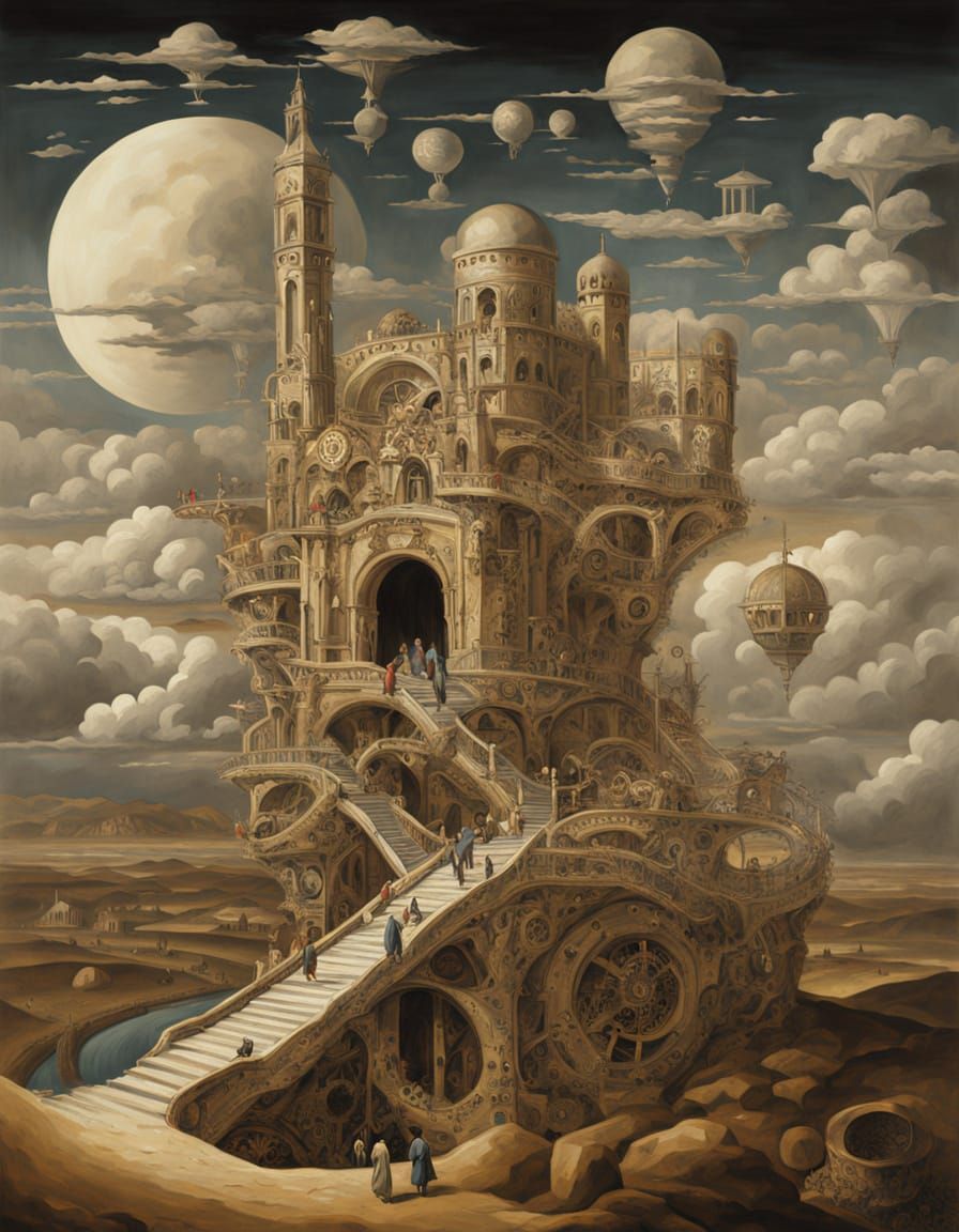 Escher-esque Impossible Structure with Time and Gears