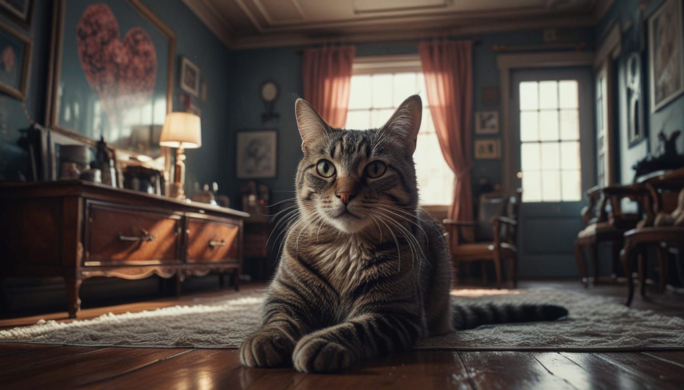 Surrealistic Synthwave Cat in a Cosmic Candyland