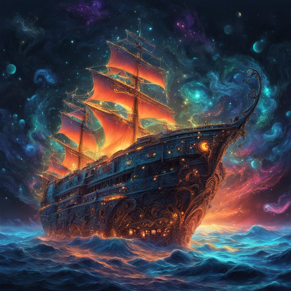 Bioluminescent Ship-Like Bacterium Navigates Moonlit Ocean