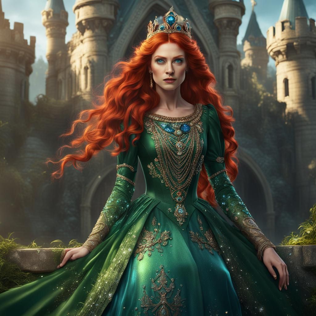 Queen with Red Hair in Detailed Matte Painting