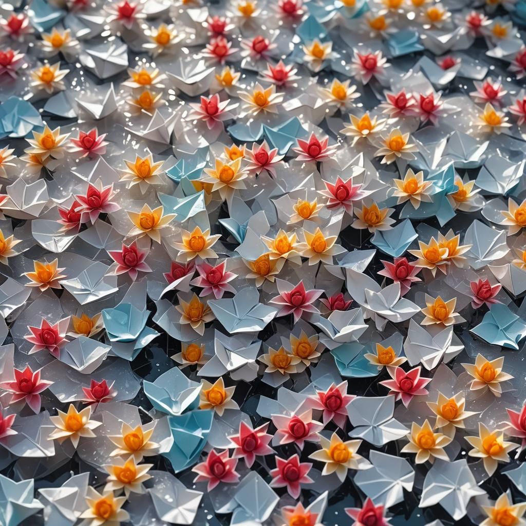 Stylish Origami Flowers Bloom in Icy Spring Rain
