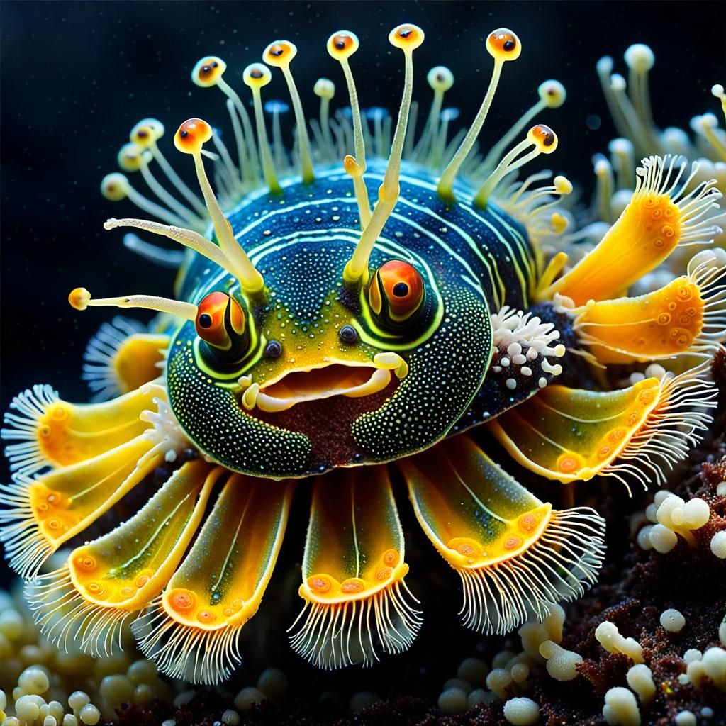 Translucent Bioluminescent Hybrid Creature in Macro Photogra...