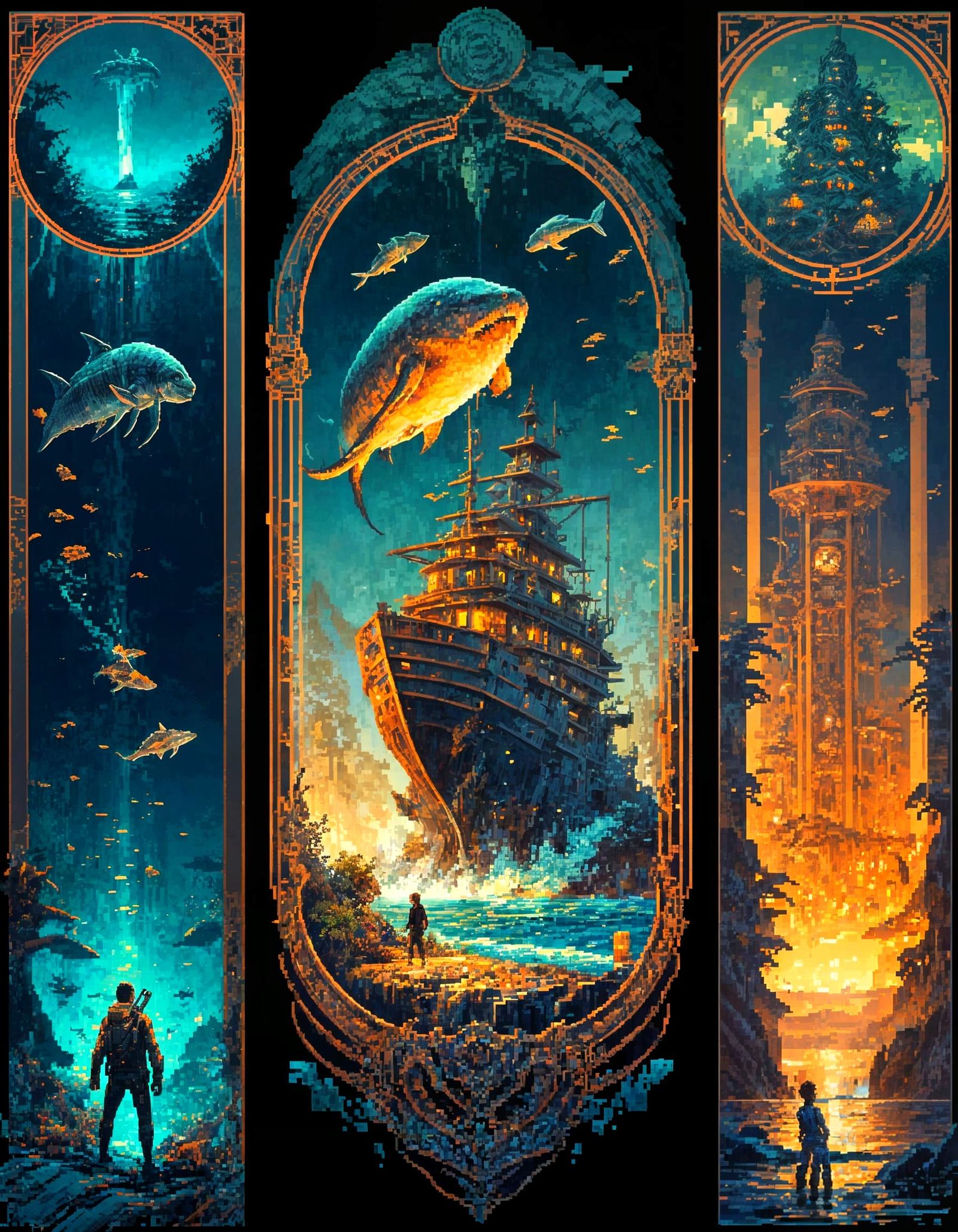 Epic Fantasy Island Landscape Unfolds Beneath the Waves in 1...