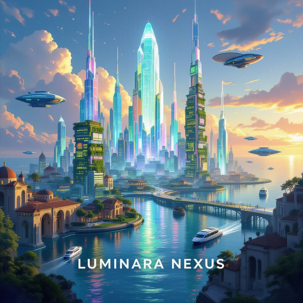 Luminara Nexus Floating City: A Hyperrealistic Digital Paint...