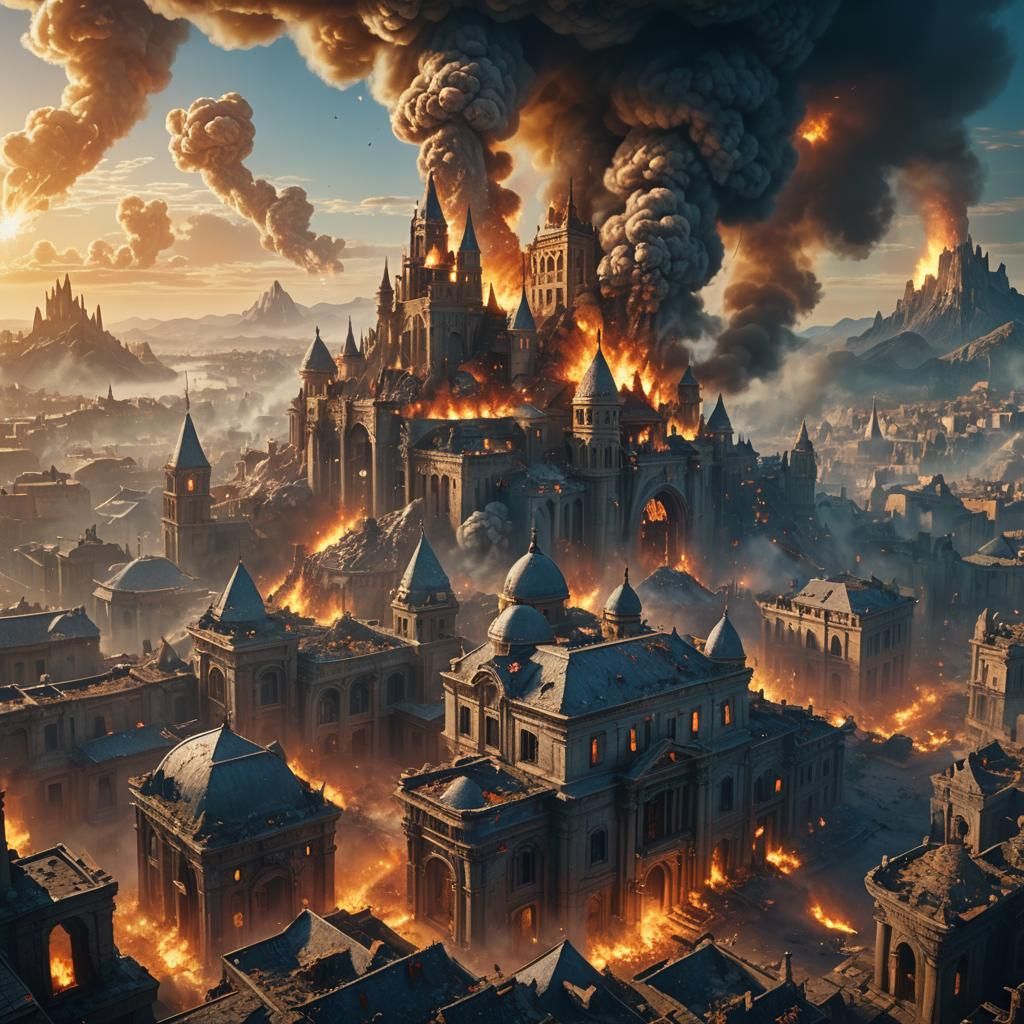 Fantasy City Bombed: A Digital Matte Painting