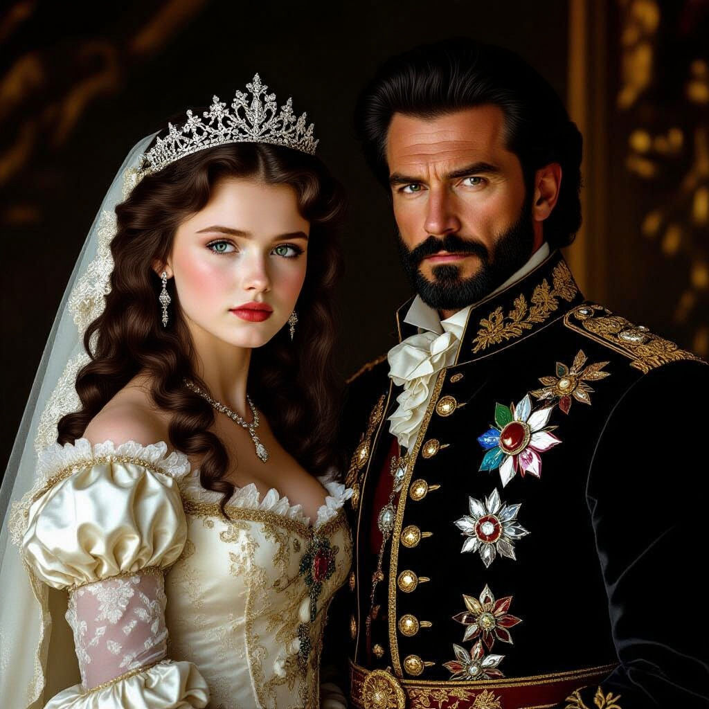 Baroque Wedding Portrait of a Princess and Emperor