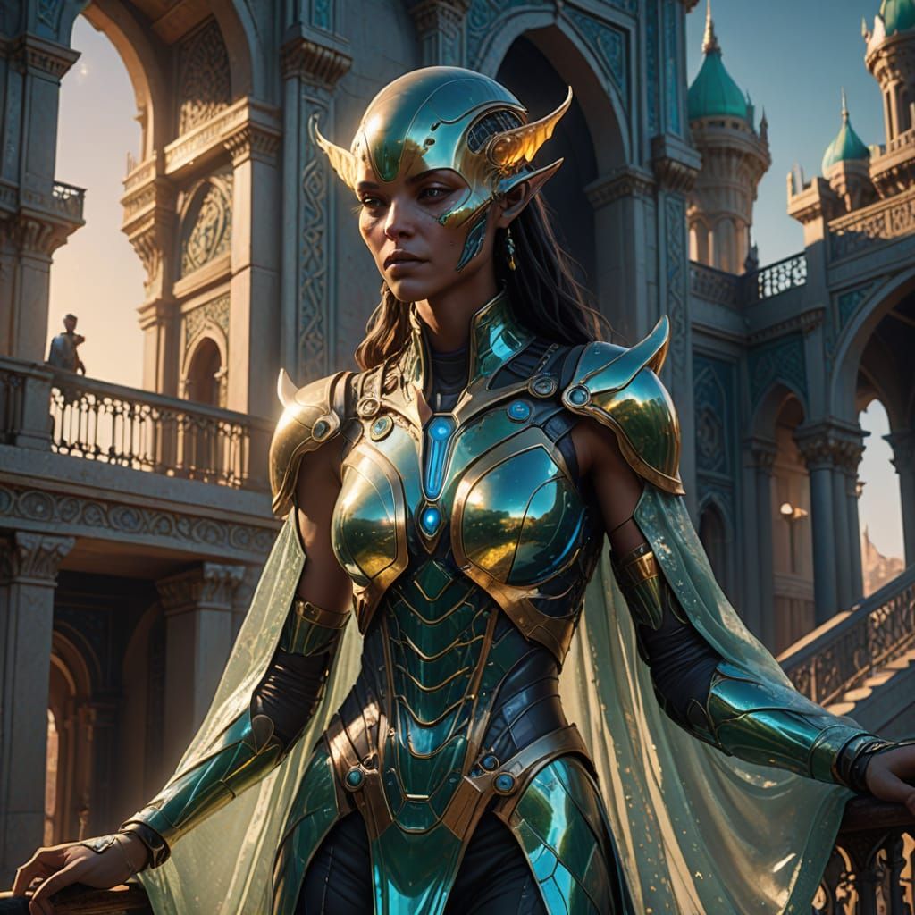 Alien Princess on Balcony in Fantasy Concept Art