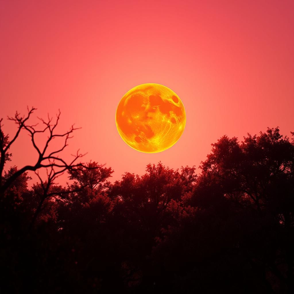 Harvest Moon Over Forest in 3D Digital Art