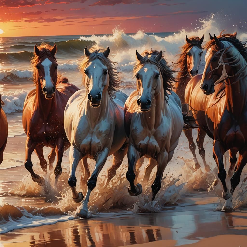 caballos en la playa