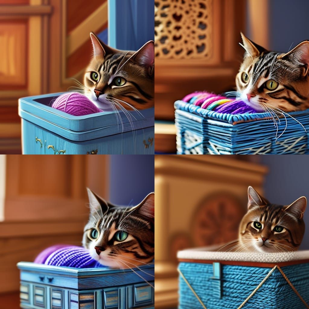 Cat in Yarn Box: Digital Painting