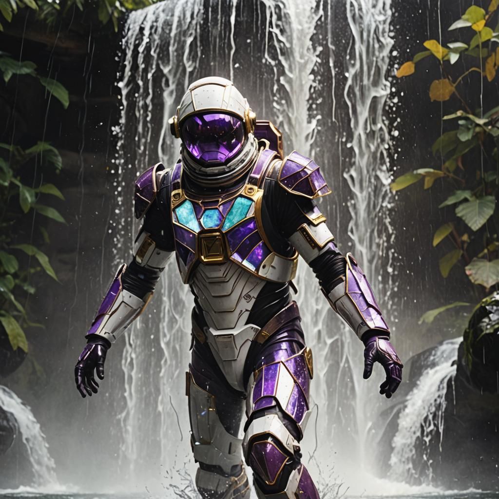 Biomechanical Astronaut in Stained Glass Armor