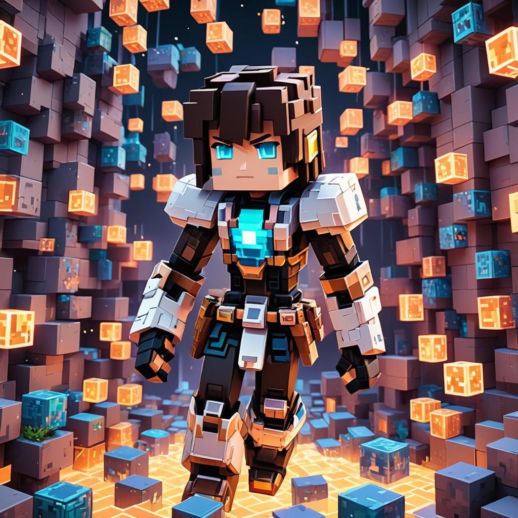 Anime Minecraft Character in Blocky World
