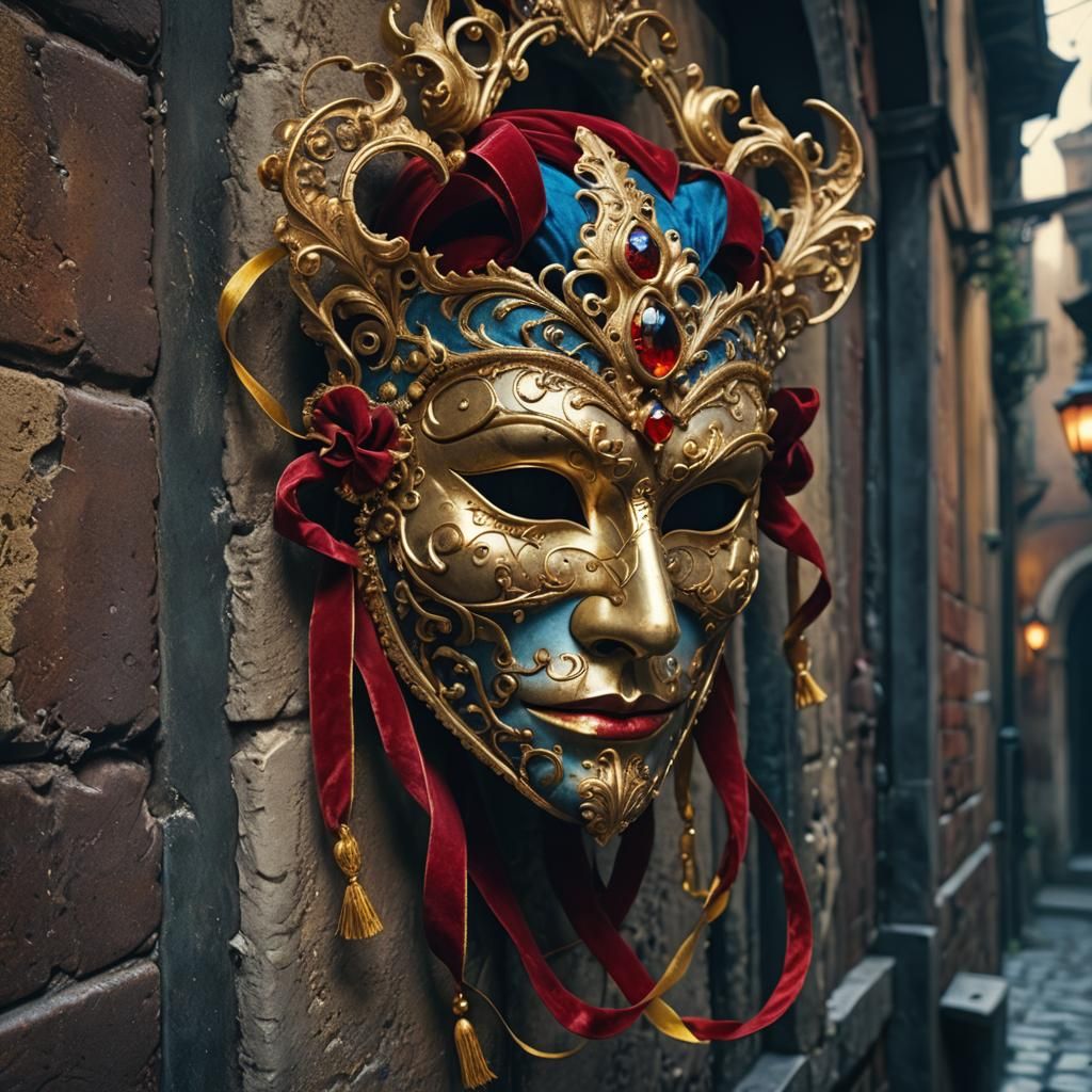 Terrifying Venetian Mask in Baroque Fantasy Style