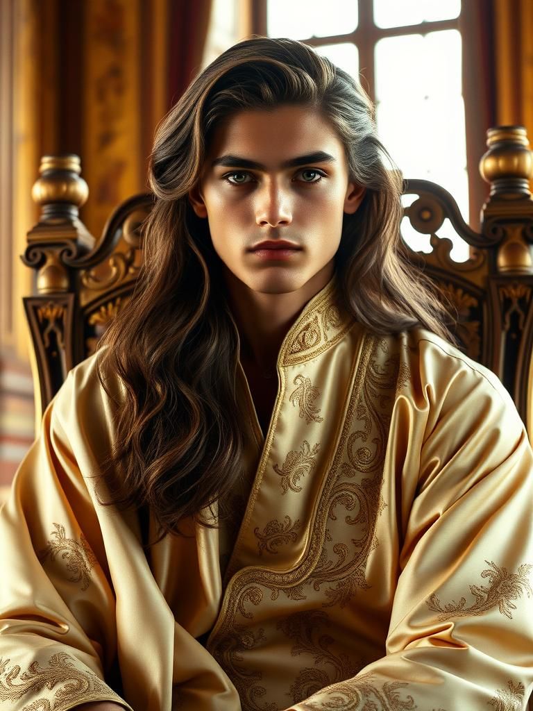 Brazilian Prince on Throne in Vermeer Style