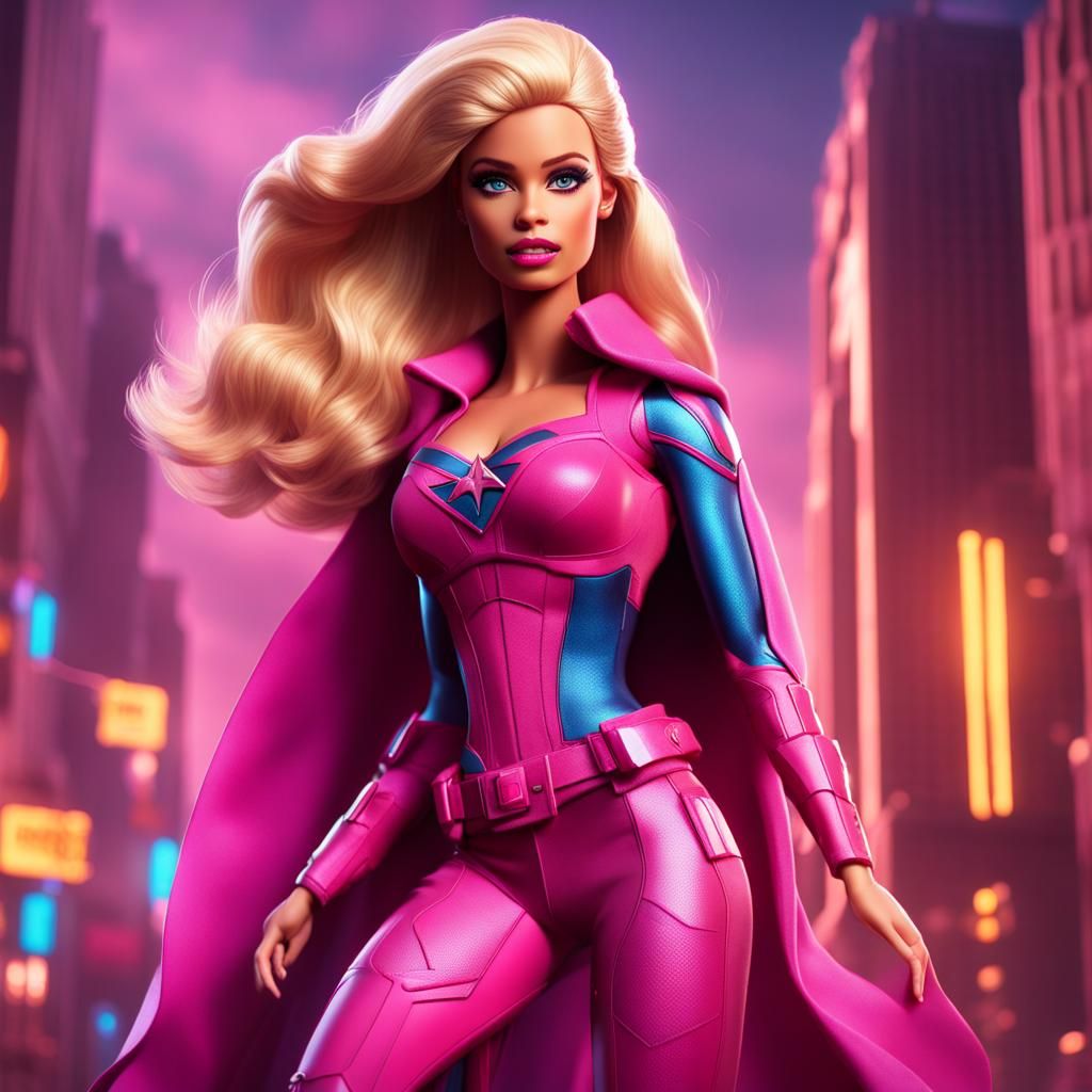 Barbie Superhero: Detailed Matte Painting in 8K