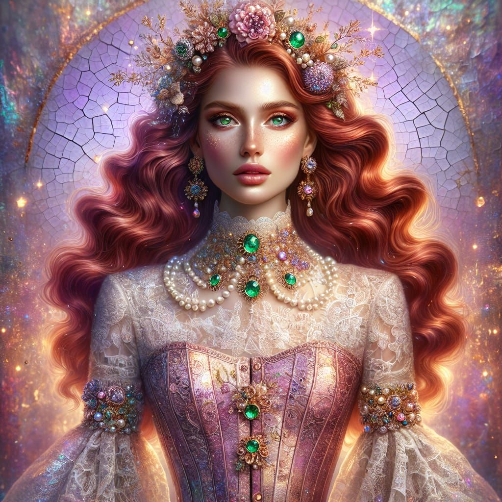 Ethereal Goddess with Floral Crown and Flowing Hair