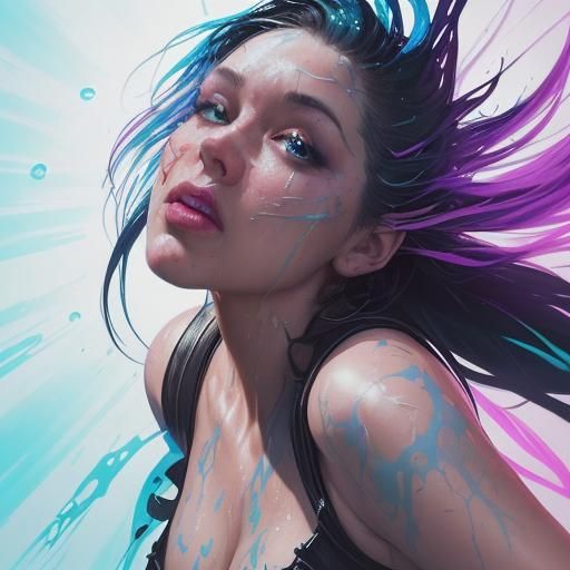 Hyperrealistic Woman in Splash Art Style