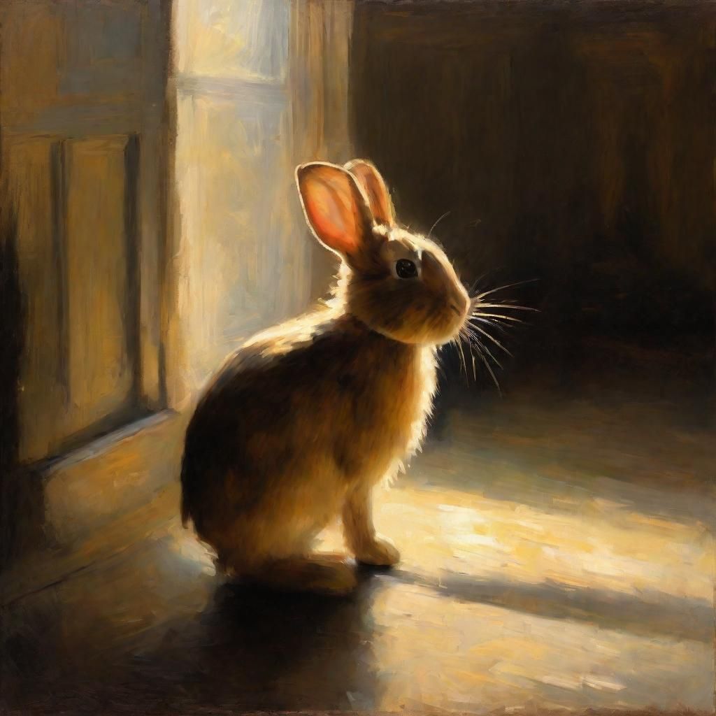 Uileann Rabbit Bathed in Light: Impressionistic Painting