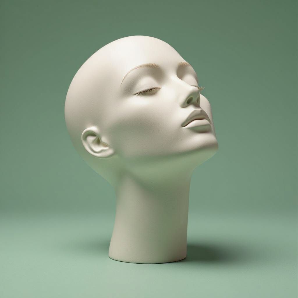 Matte Ceramic Mannequin Head in High Angle View