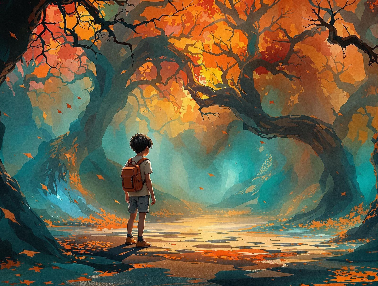 Nostalgic Kid in Dreamlike Liminal Playground