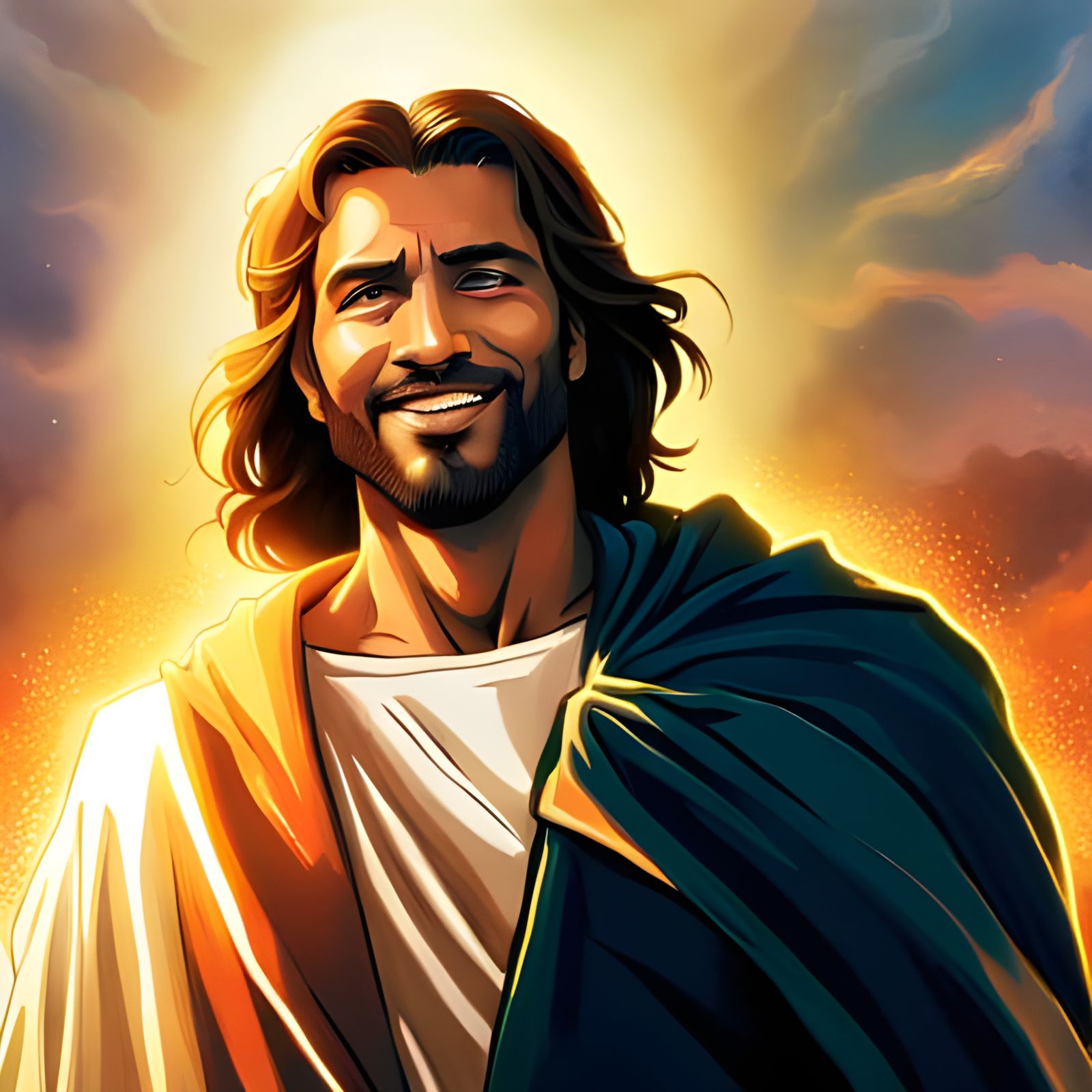 Radiant Portrait of Jesus in Sunlight