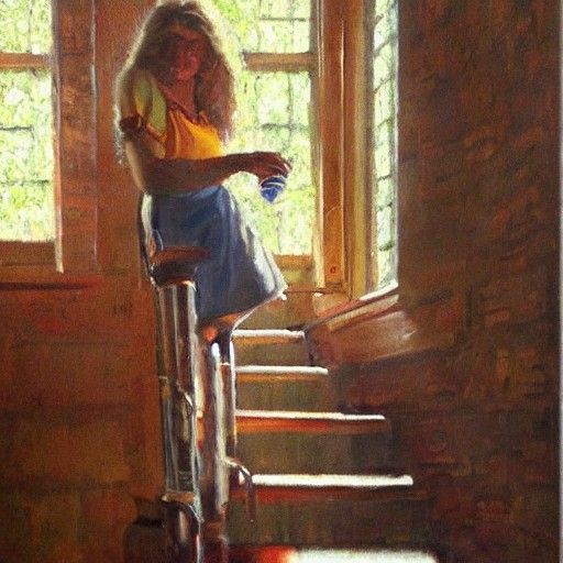 Person Drinks From Cup: Oil Painting by Gurney