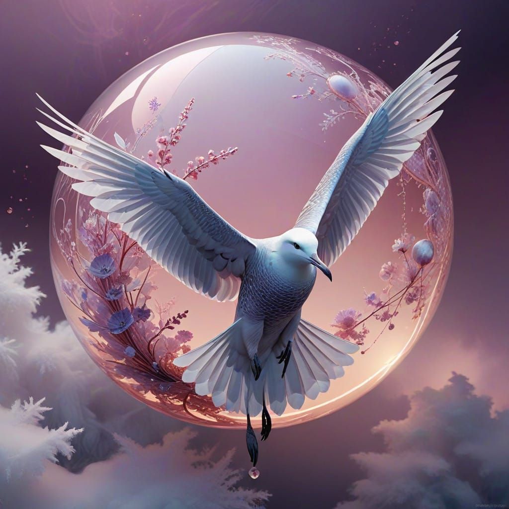 Ethereal Albatross in Iridescent Dreamworld