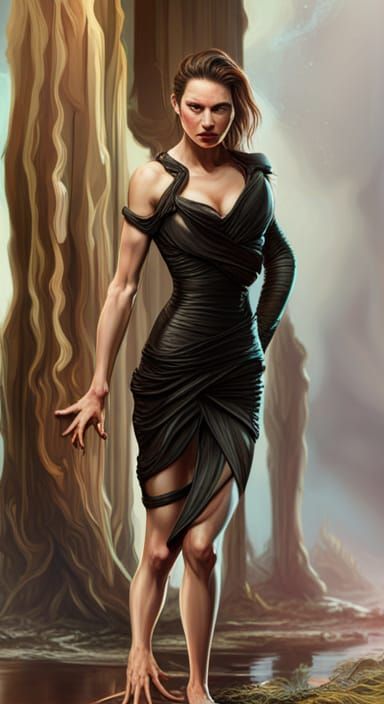 Hyperrealistic Female Devil in Splash Art Style