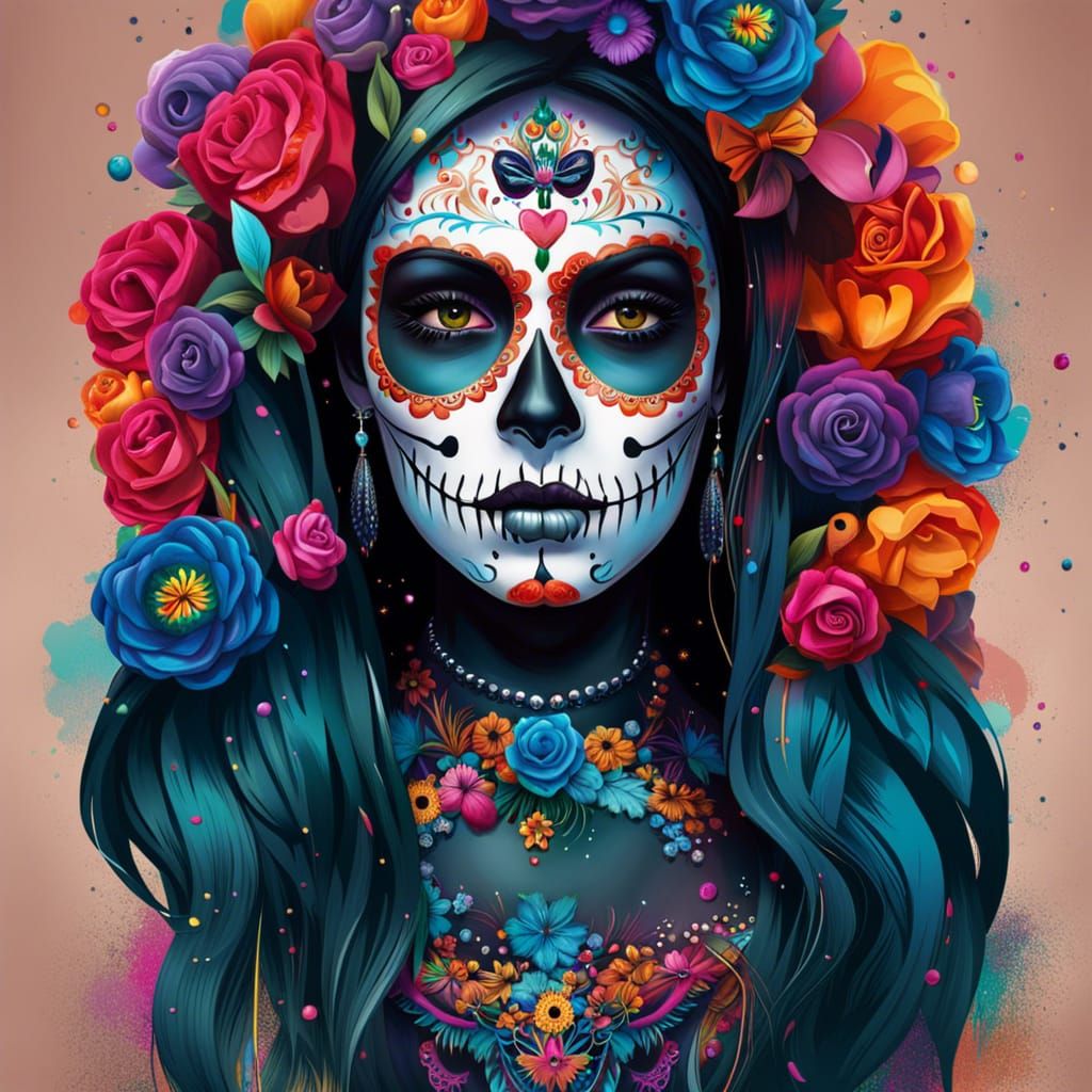 Day of the Dead Makeup in Digital Graffiti Art