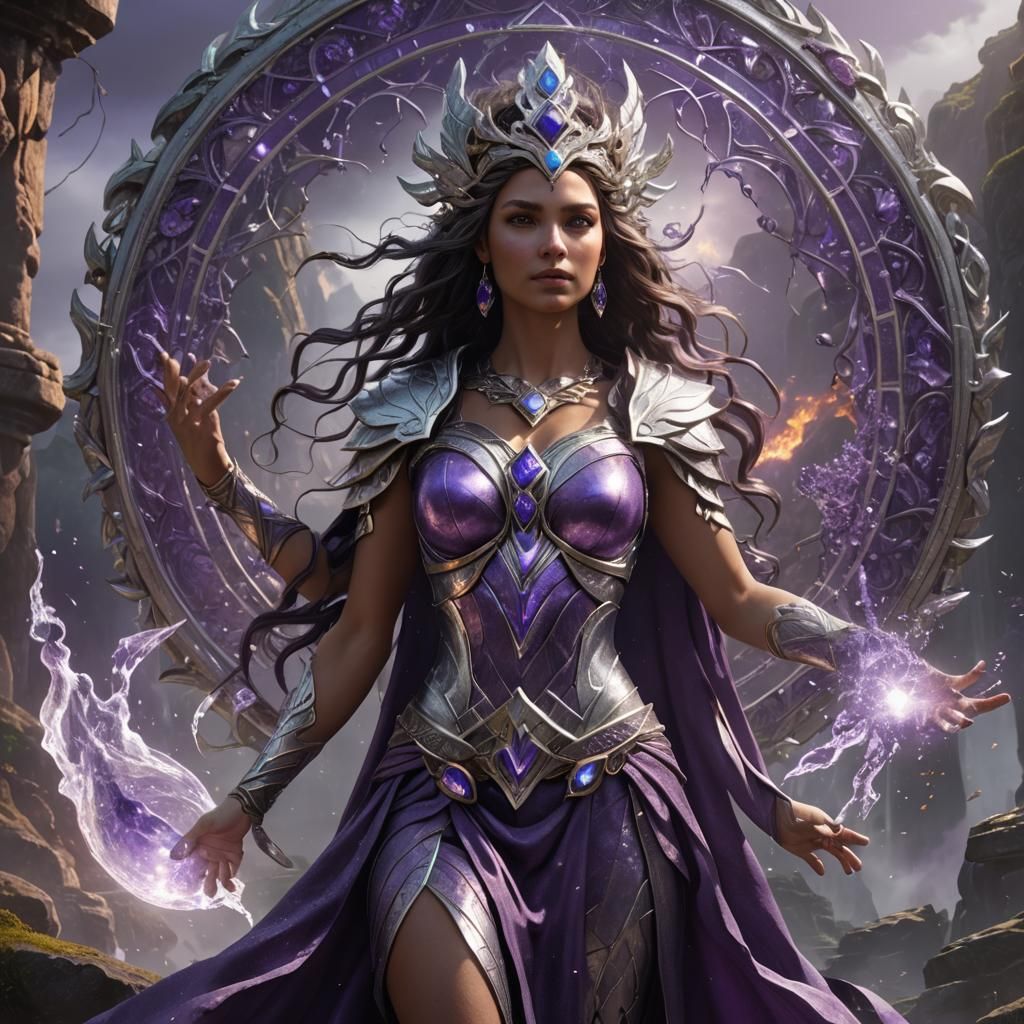 Goddess of Elements in Silver and Purple