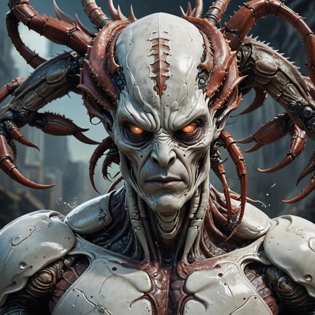 Crab Alien Portrait in Detailed Matte Painting Style