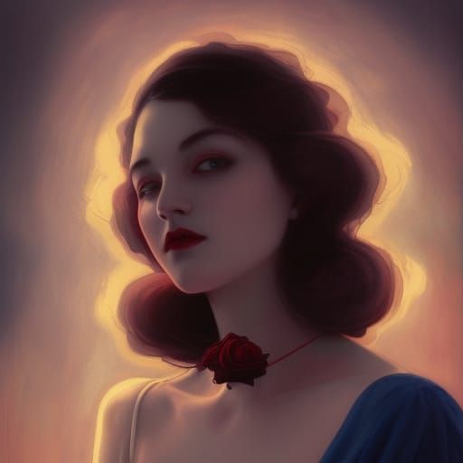 Eerie Gothic Portrait of Sad Woman with Roses