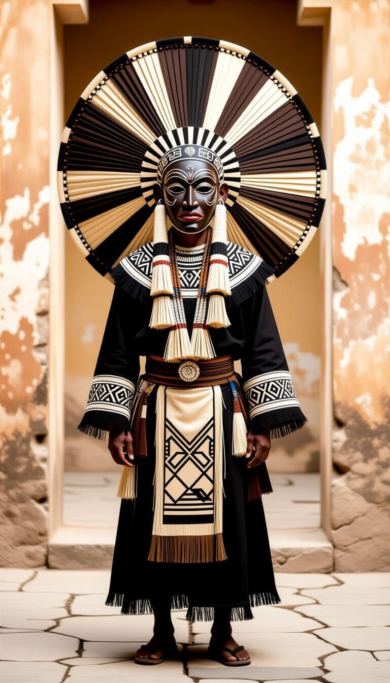 Figure in Elaborate Mask and Ceremonial Attire