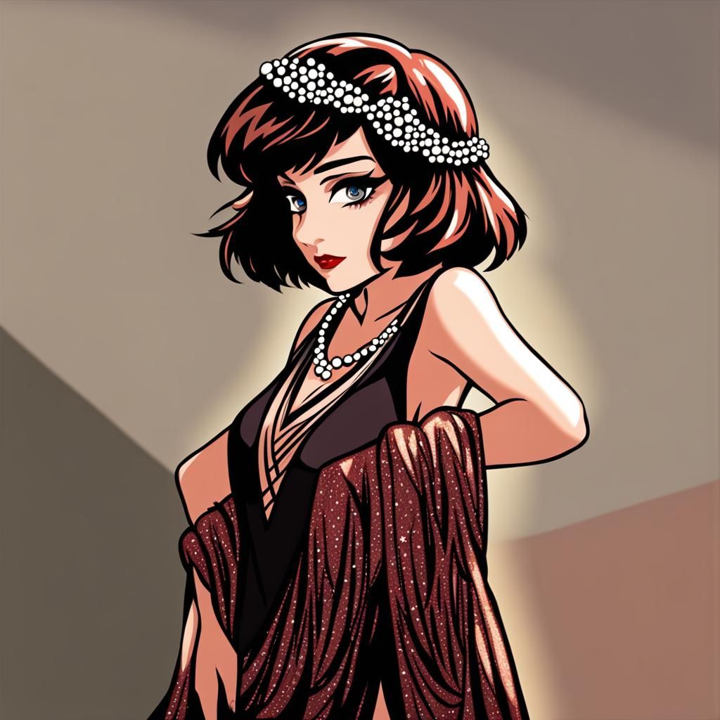 Elegant Woman in 1920s Evening Gown