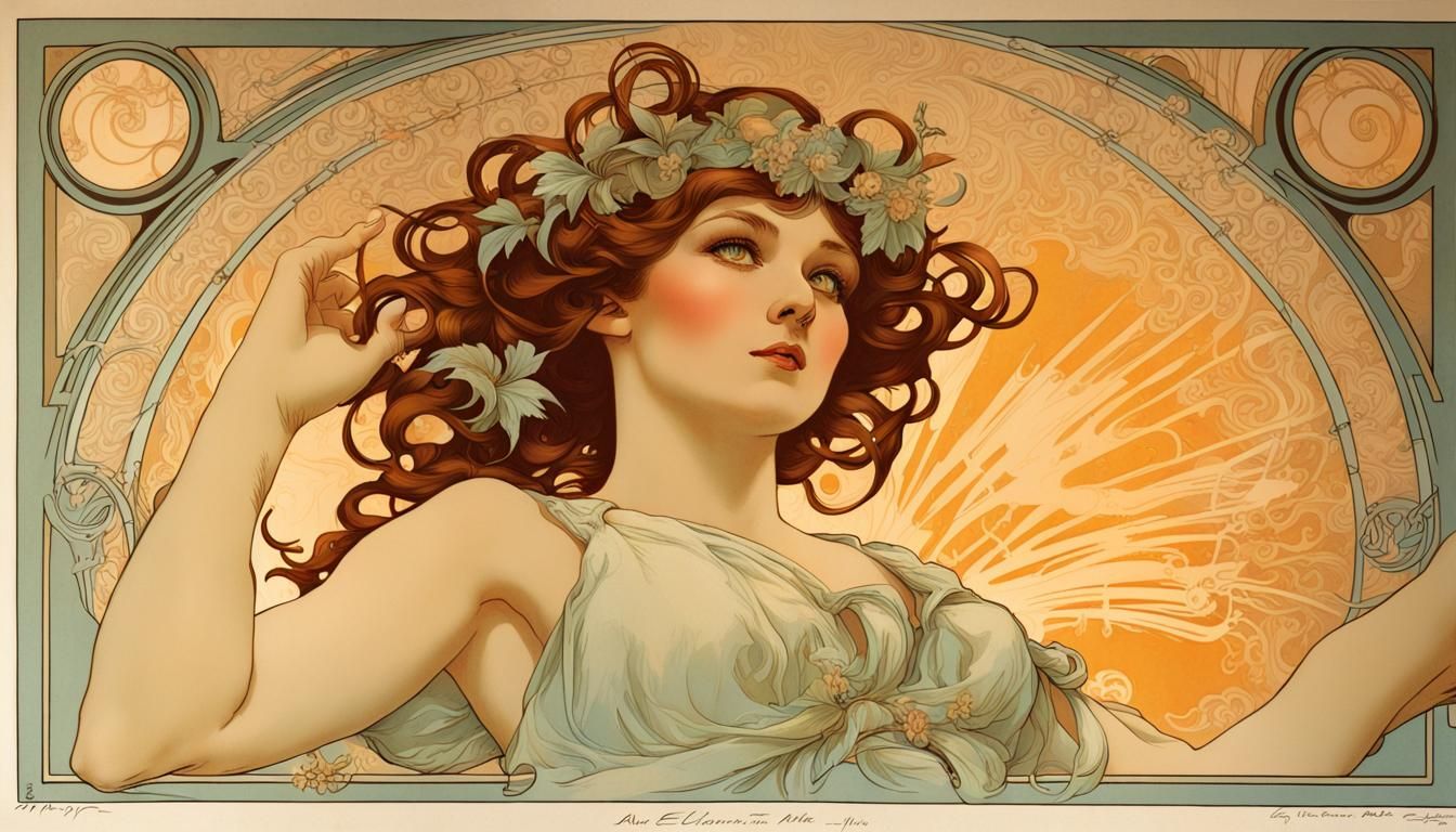 Luminous Electric Fairy in Art Nouveau Style