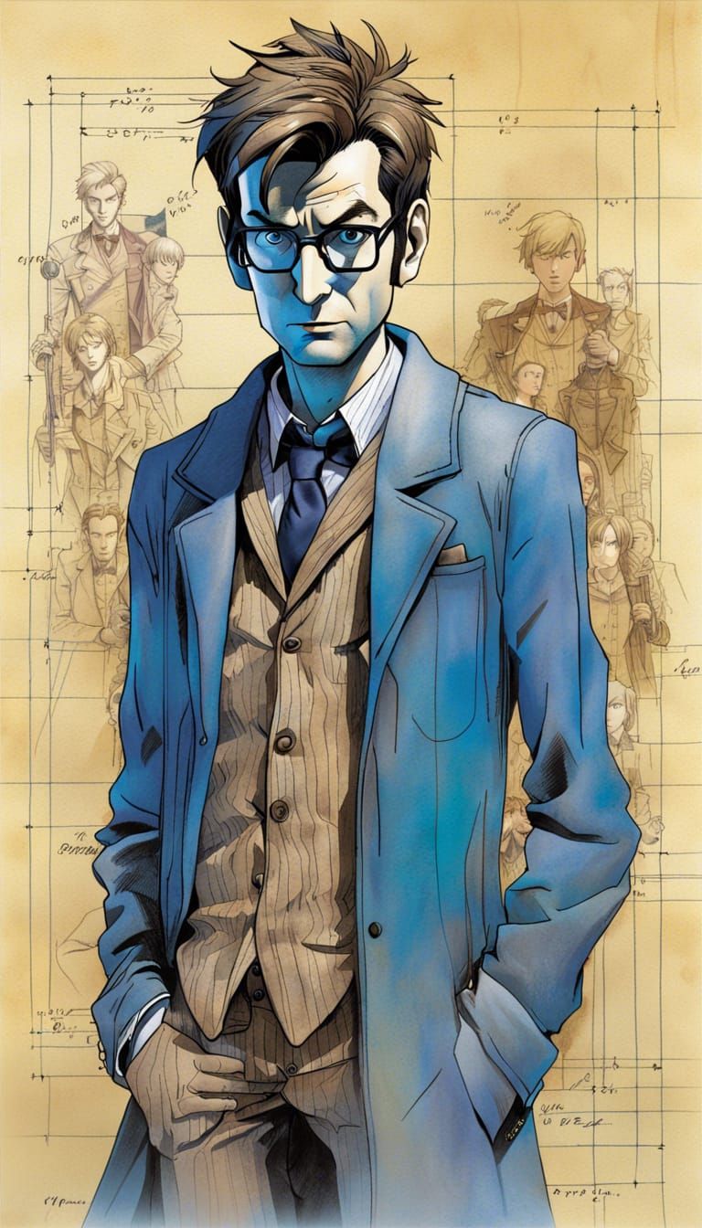 The Tenth Doctor in Detailed Schematic Art