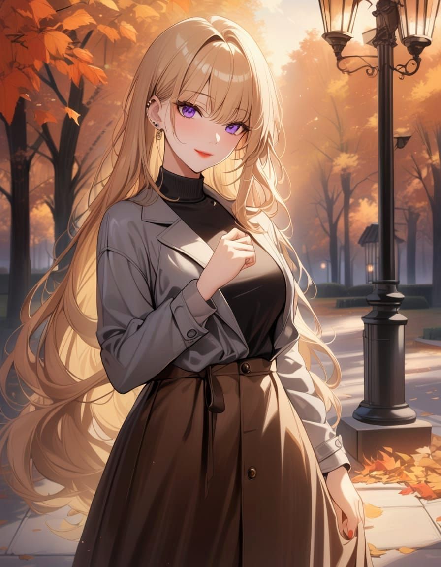 Blonde Beauty in Autumn Evening