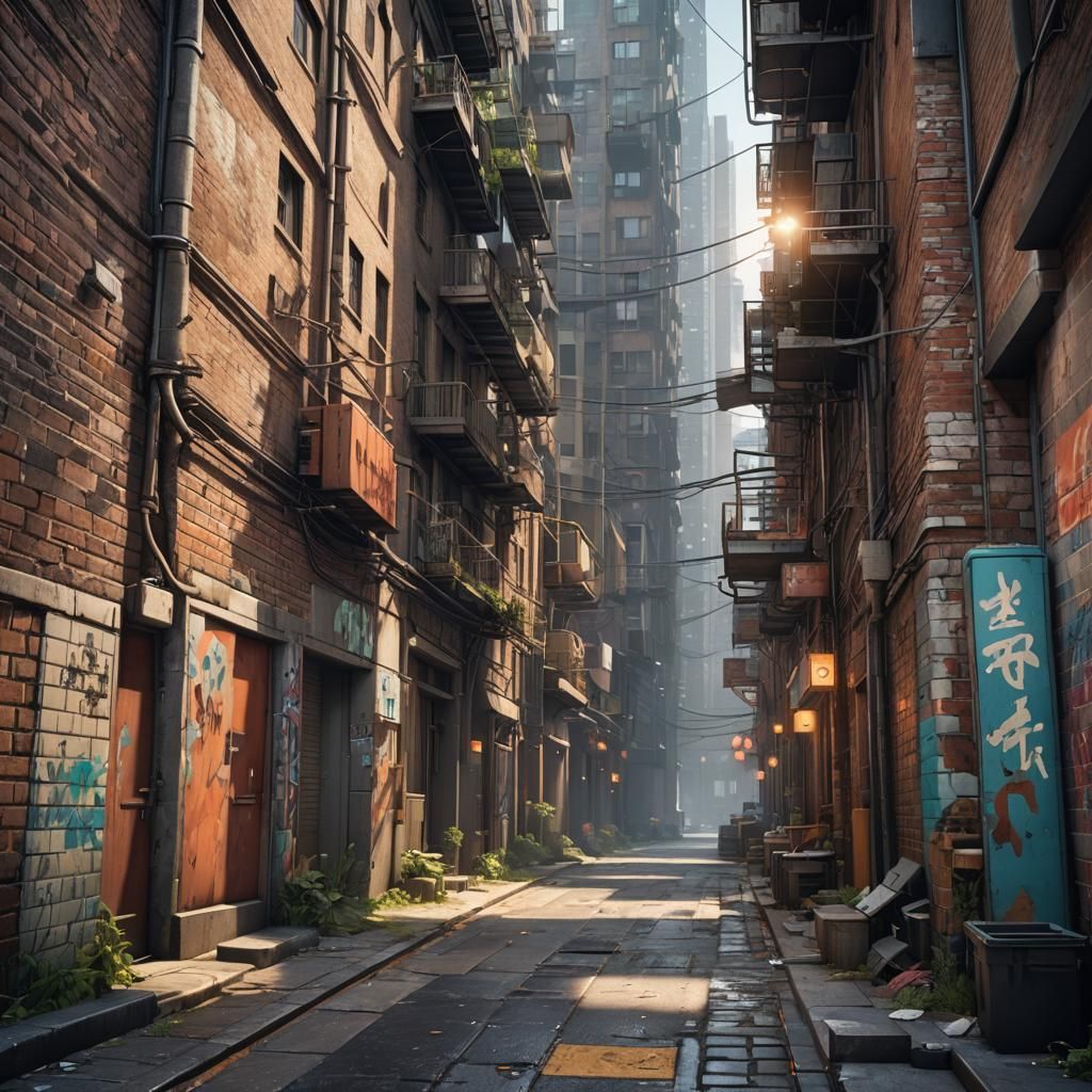 Vaporwave City Alleyway in 3D Rendering