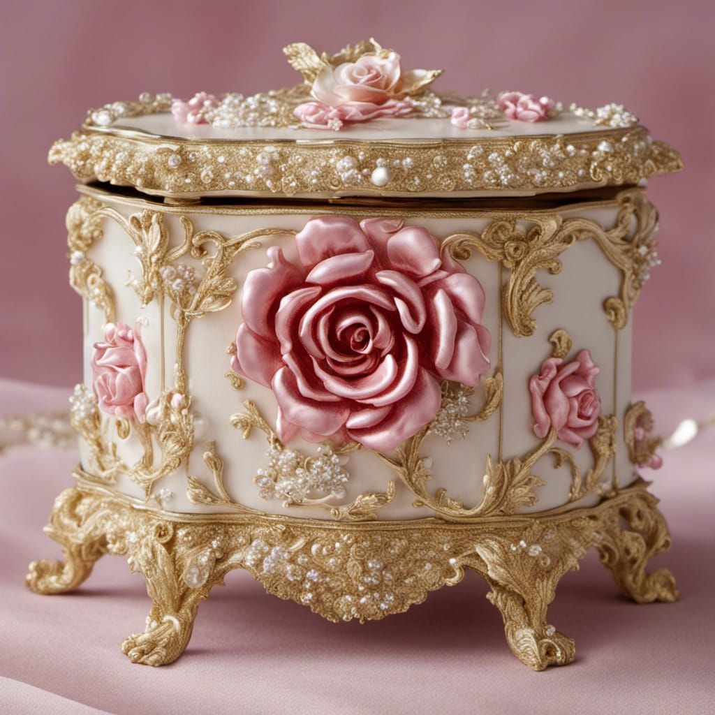 Rococo Rose Jewelry Box with Sparkling Details