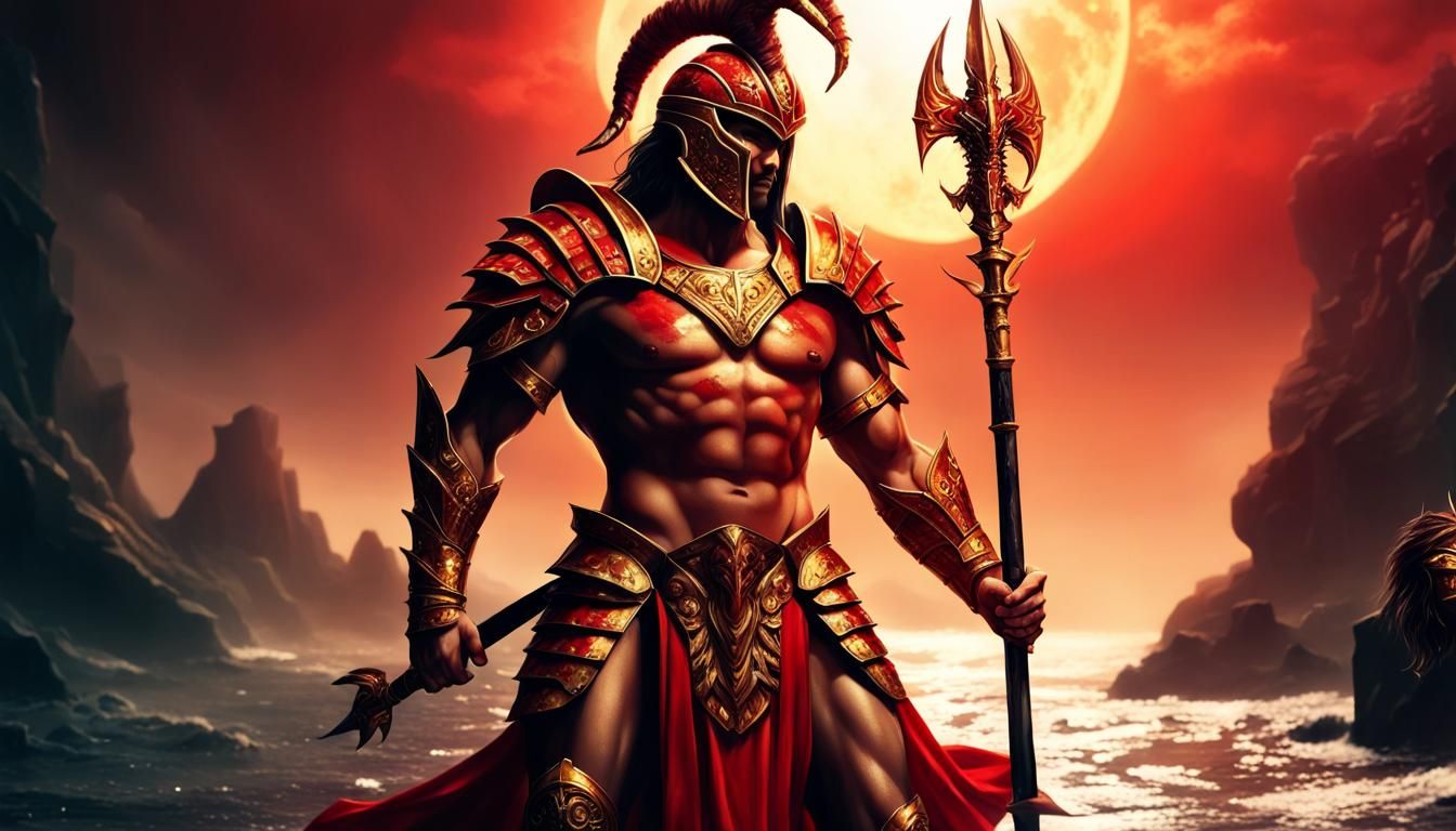 Ares, God of War, in Detailed Armor