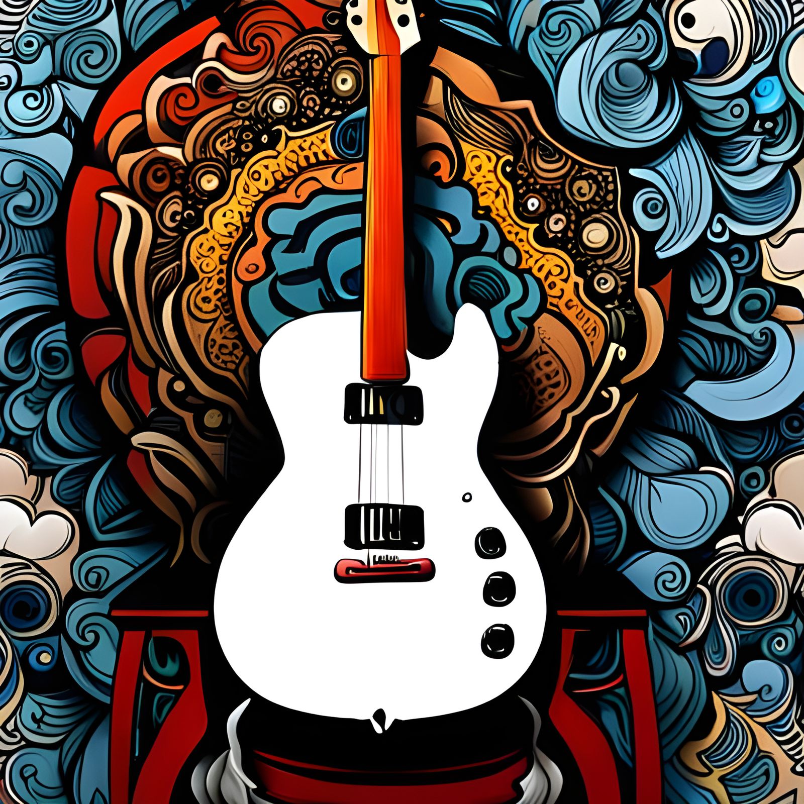 Guitar Portrait in Whimsical Digital Art Style