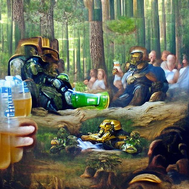 Master Chief Relaxing in Renaissance Forest