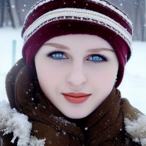 Beautiful Russian Girl in Winter Snowscape