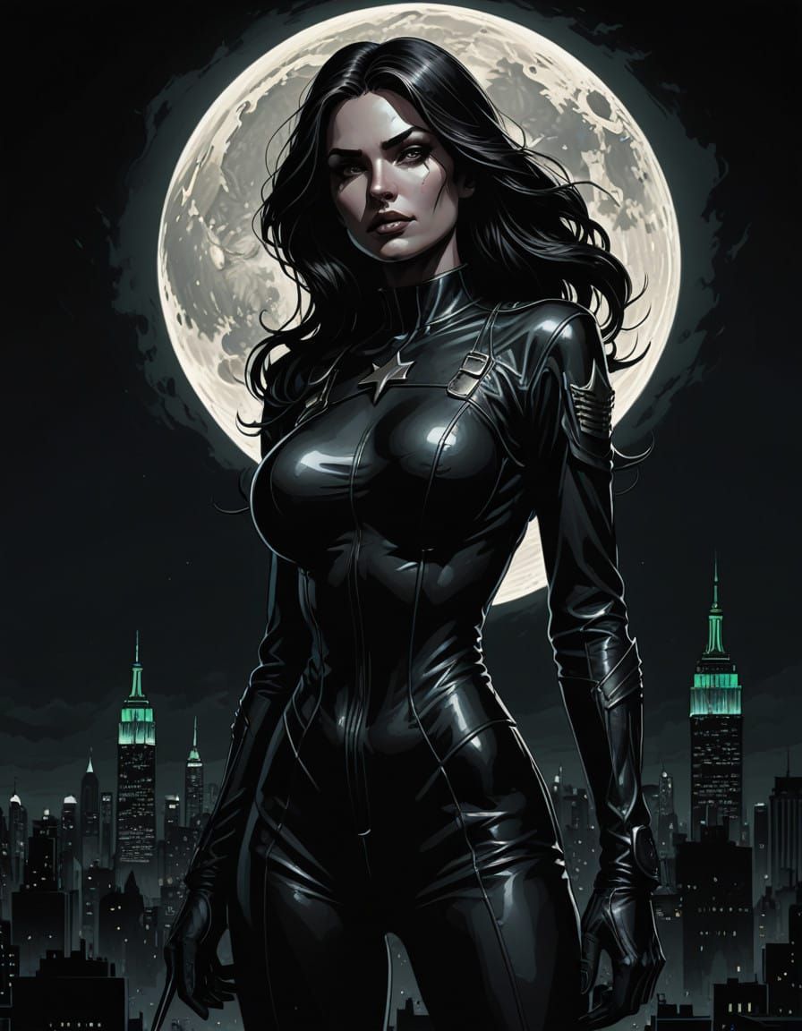 Confident Woman Gazing Directly at the Camera Under the Stat...