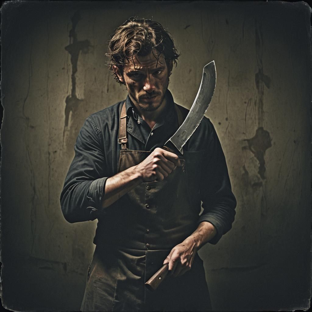 Victorian Thug Portrait with Meat Cleaver