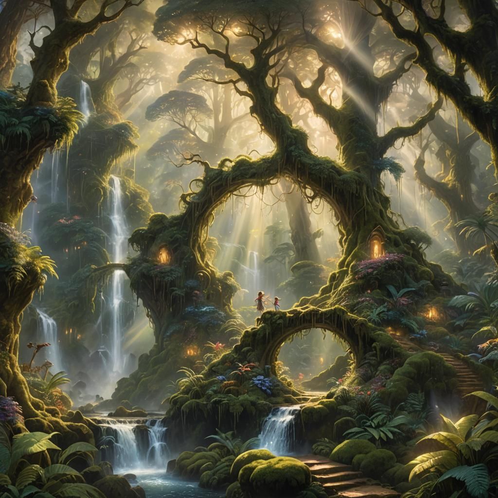 Fairies Dance in Rainforest: Ethereal Fantasy Art