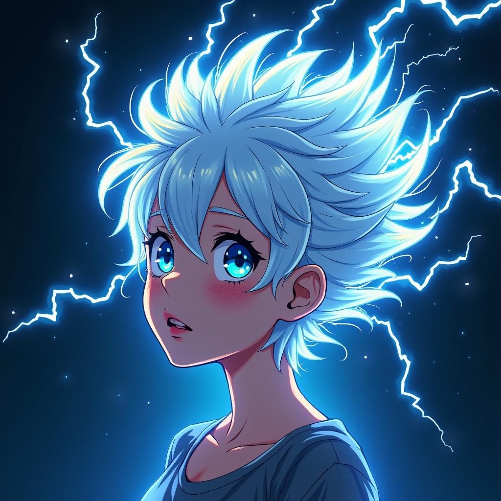 Lightning Storm Hairstyle in Anime Style