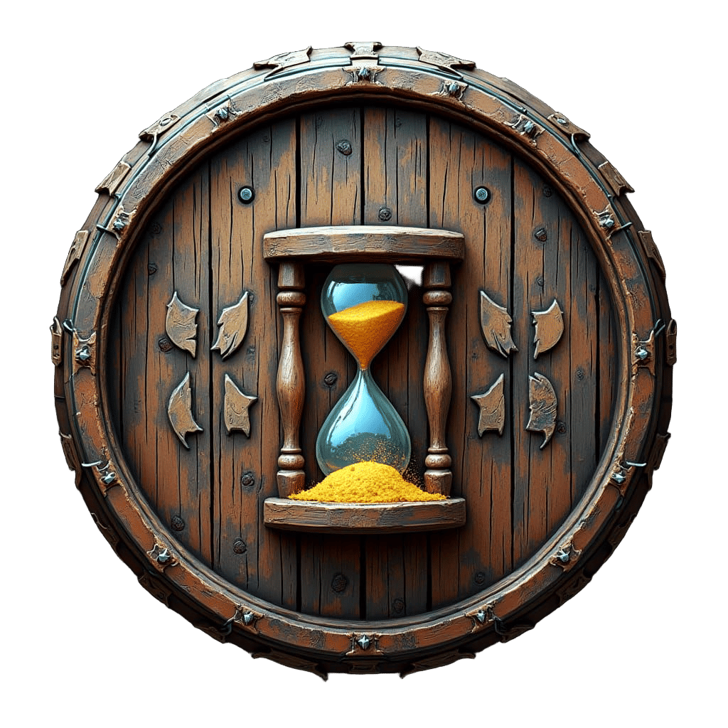 Timing and Wind Brewing Keg Hourglass Logo