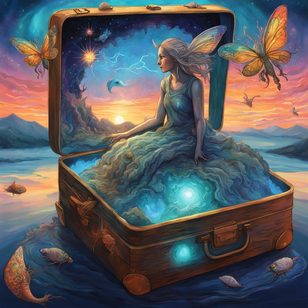 Ethereal Space Travelers in Cosmic Seascape