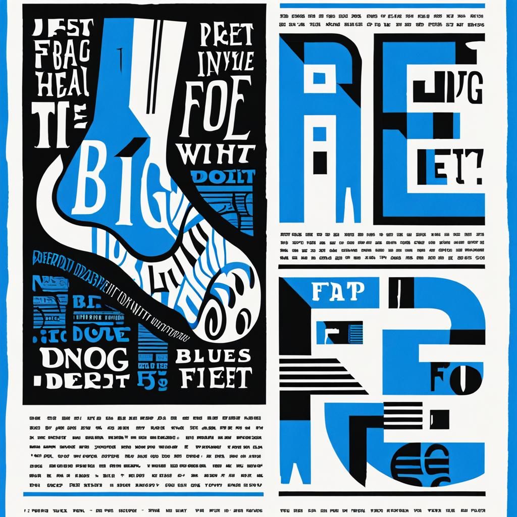 Typographic Art: Deconstructed Bodoni Typeface with Feet
